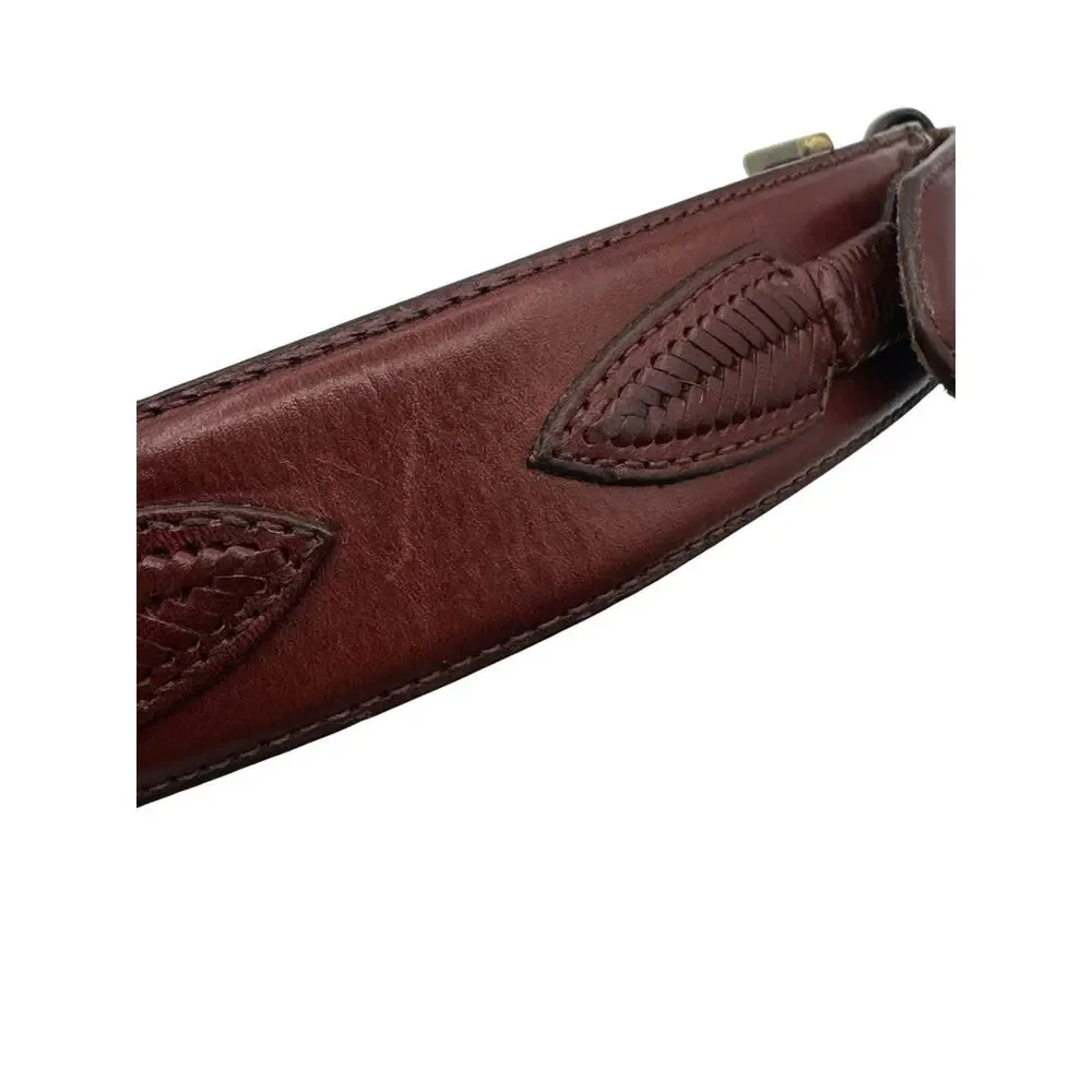 Orvis Mens Shotshell Belt Size 34 Brown Leather Brass Buckle Concho Braided Hunt